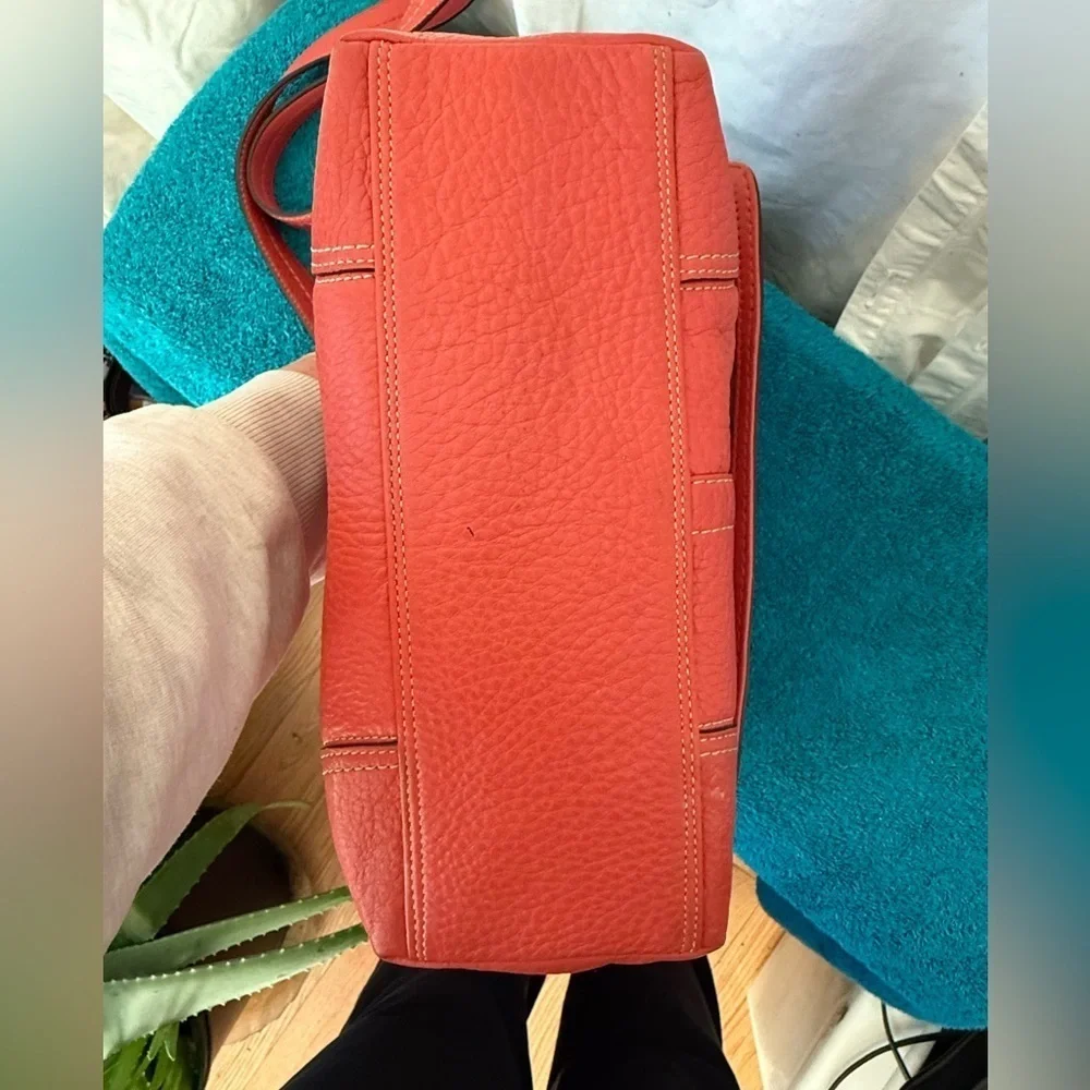 Coach 2008 Hampton Flap VGUC Pebbled Leather Convertible Crossbody Orange/Salmon